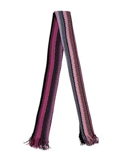 Pre-owned Missoni Wool Striped Scarf In Pink