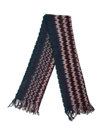 Pre-owned Missoni Wool Striped Scarf In Pink