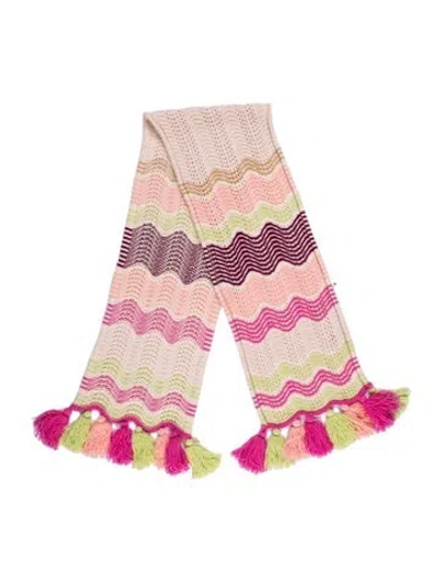 Pre-owned Missoni Wool Striped Scarf In Pink