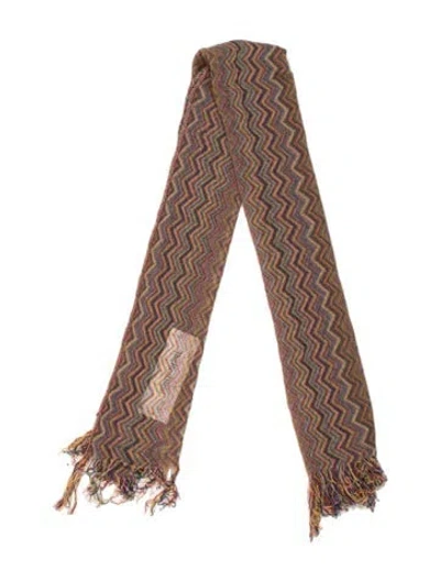 Pre-owned Missoni Wool Striped Scarf In Pink