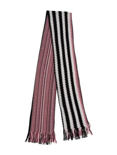 Pre-owned Missoni Wool Striped Scarf In Pink