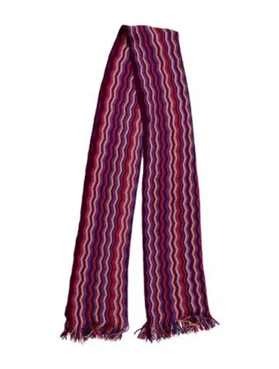 Pre-owned Missoni Wool Striped Scarf In Purple
