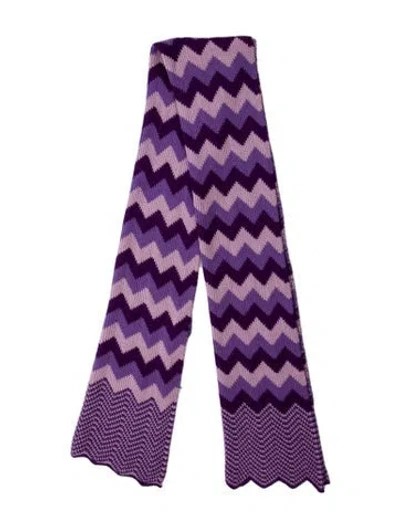 Pre-owned Missoni Wool Striped Scarf In Purple