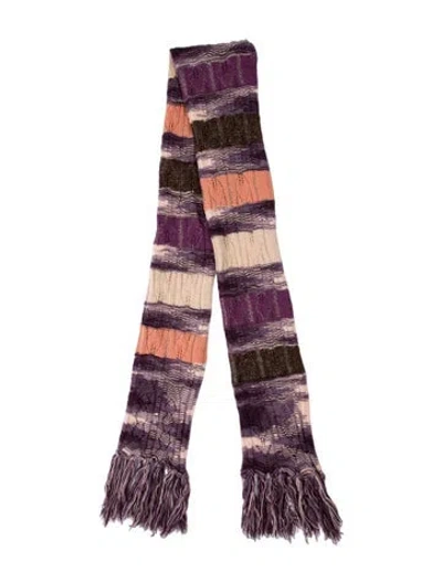 Pre-owned Missoni Wool Striped Scarf In Purple