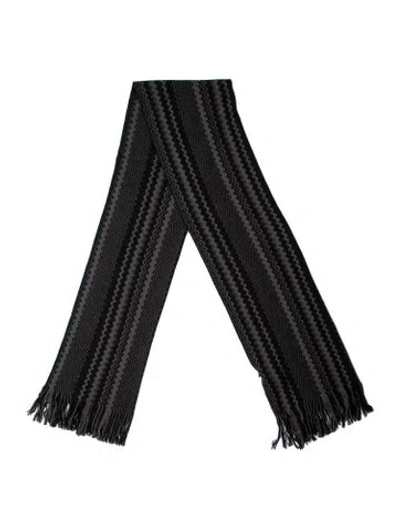 Pre-owned Missoni Wool Striped Scarf W/ Tags In Black