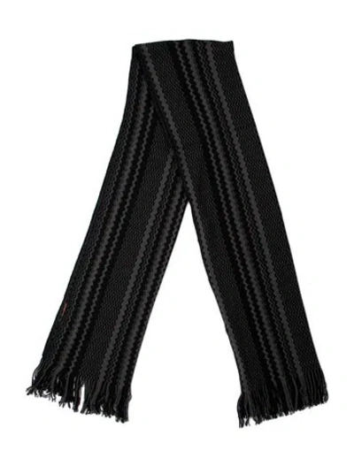 Pre-owned Missoni Wool Striped Scarf W/ Tags In Black