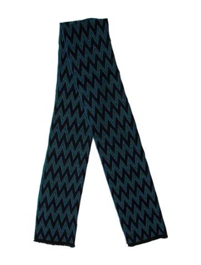 Pre-owned Missoni Wool Striped Scarf W/ Tags In Blue
