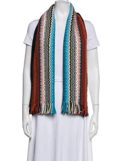 Pre-owned Missoni Wool Striped Shawl In Blue