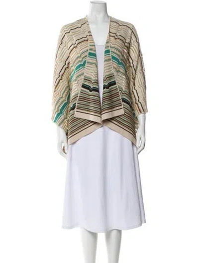 Pre-owned Missoni Wool Striped Shawl In Neutral