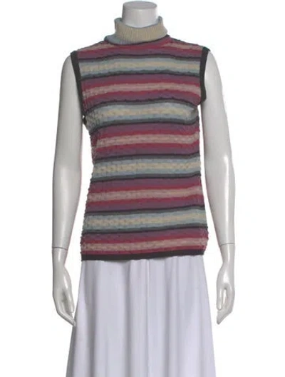 Pre-owned Missoni Wool Striped Sweater In Green