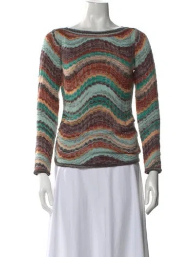Pre-owned Missoni Wool Striped Sweater In Green