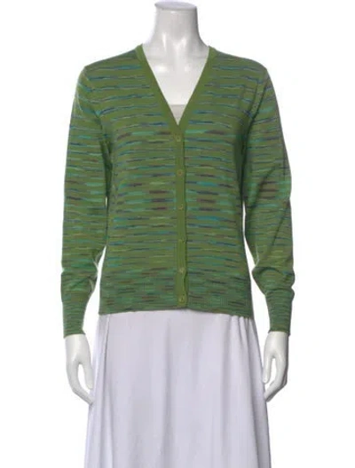 Pre-owned Missoni Wool Striped Sweater In Green