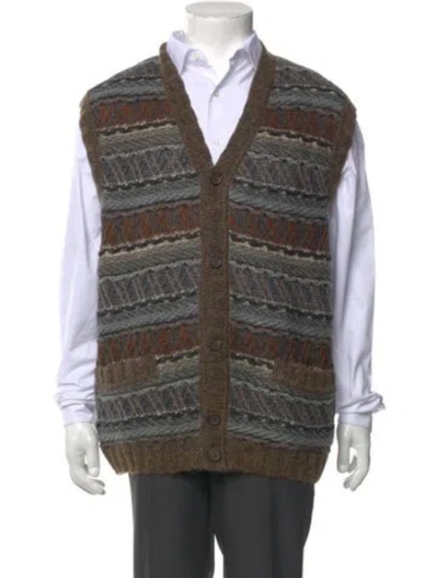 Pre-owned Missoni Wool Striped Sweater Vest In Brown