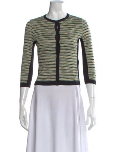 Pre-owned Missoni Wool Striped Sweater W/ Tags In Green