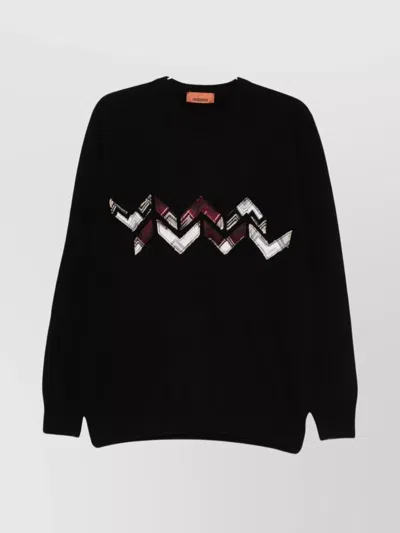 MISSONI WOOL SWEATER WITH ZIGZAG DETAIL AND LONG SLEEVES