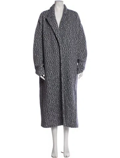 Pre-owned Missoni Wool Tweed Pattern Coat In Gray