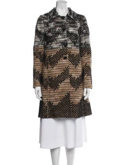 Pre-owned Missoni Wool Tweed Pattern Coat In Grey