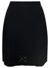 Missoni Wool Viscose Solid Colored Chevron Mini Skirt In Black