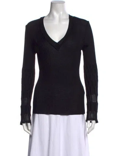 Pre-owned Missoni Wool V-neck Sweater In Black