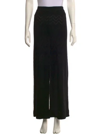 Pre-owned Missoni Wool Wide Leg Pants In Black