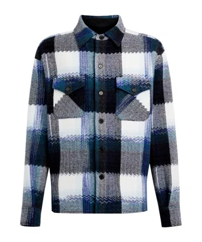 Missoni Wool Zig Zag Check Overshirt In Gray