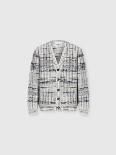 Missoni Wool-blend Check Cardigan With Side Pockets In Gray