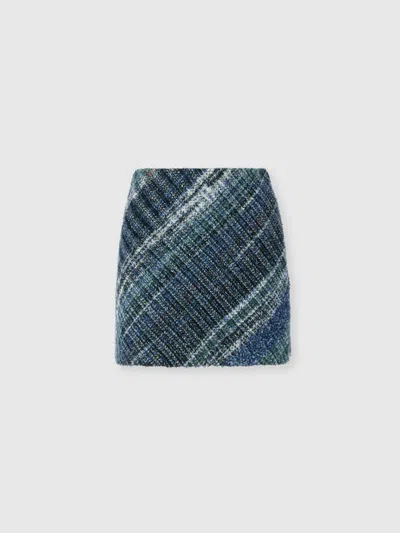 Missoni Wool-blend Check Mini Skirt In Blue