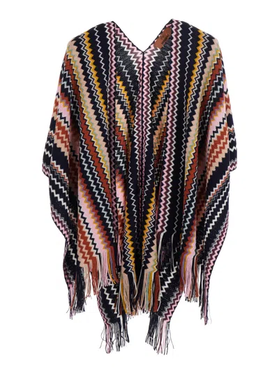 Missoni Wool-blend Chevron Knit Cape In Multicolor