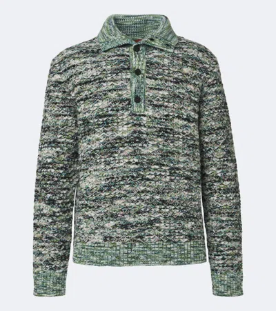 Missoni Wool-blend Polo Sweater In Green