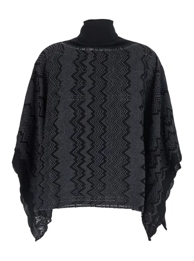 Missoni Wool-blend Poncho Coat In Black