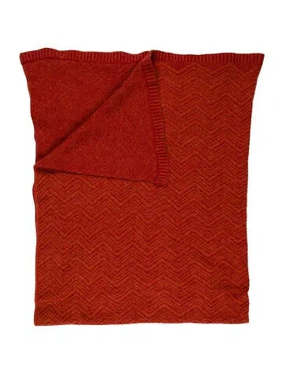Pre-owned Missoni Wool-blend Throw Blanket In Orange