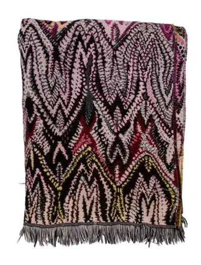 Pre-owned Missoni Wool-blend Throw Blanket In Pink