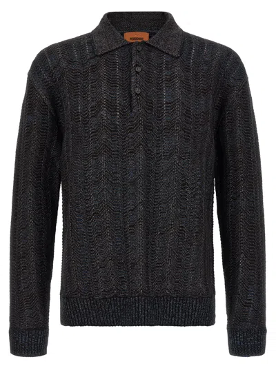 Missoni Wool-blend Zigzag Knit Cardigan In Charcoal