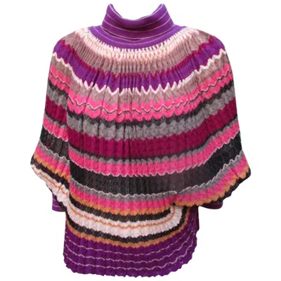 Pre-owned Missoni Wool/silk Sleeved Cape In Brown