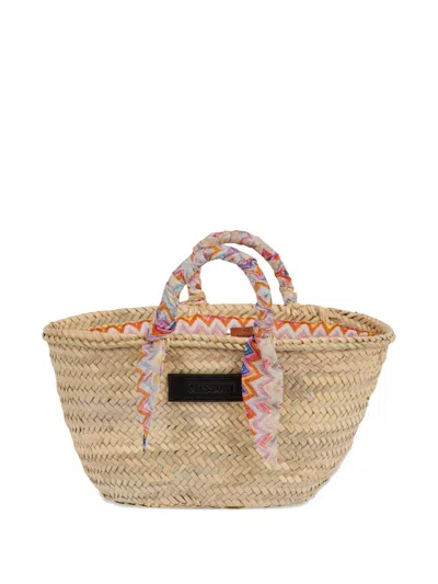 Missoni Woven Tote Bag In Neutral