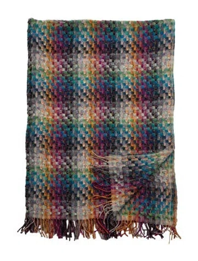 Pre-owned Missoni Woven Wool Throw In Blue