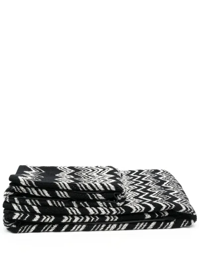 Missoni Woven Zigzag-print Bath Towel In Schwarz