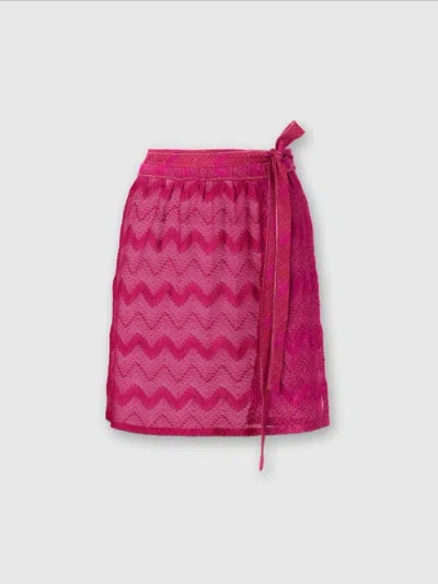 Missoni Wickel-minirock Aus Zick-zack-lamé-viskose In Purple