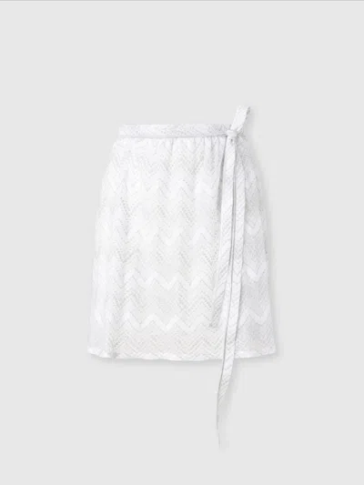 MISSONI WRAP COVER-UP MINISKIRT IN ZIG ZAG LAMÉ VISCOSE