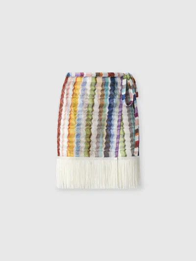 Missoni Wrap Mini Skirt With Fringes In Multi