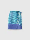 Missoni Wrap Skirt With Fringes And Faded Stripes In Blue