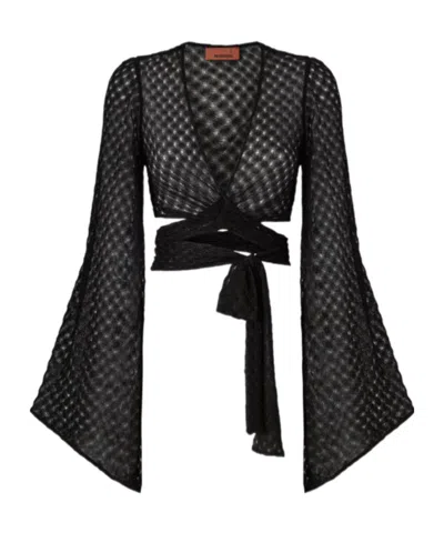 Missoni Wrap Top In Lamé Viscose With Raschel Workmanship In Multi