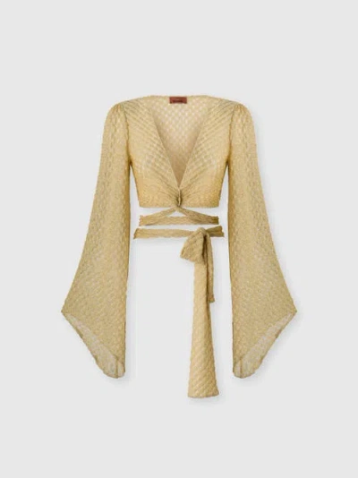 Missoni Wrap Top In Lamé Viscose With Raschel Workmanship In Multi