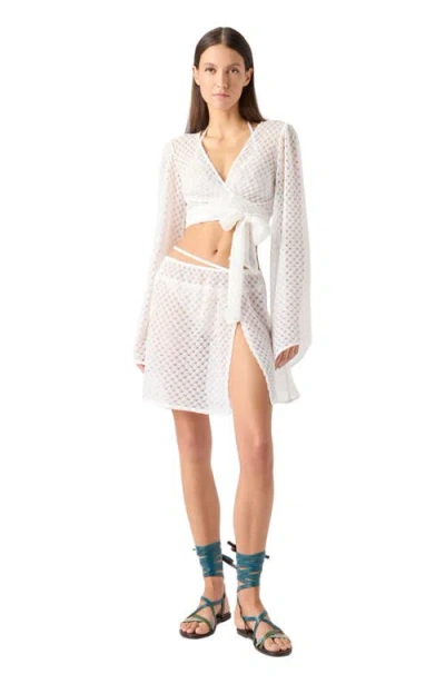 Missoni Wrap Top In Lamé Viscose With Raschel Workmanship In White