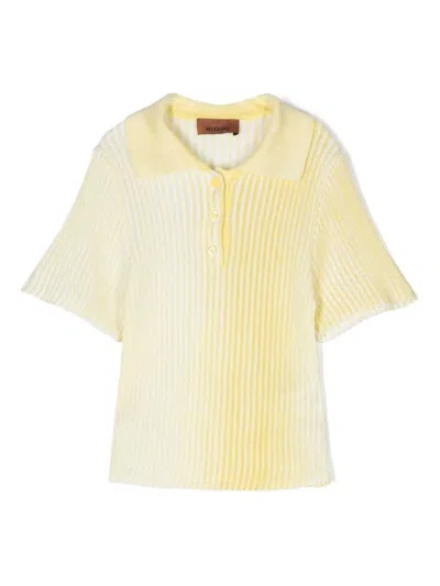Missoni Kids' Yellow Ribbed Knitted Polo Shirt