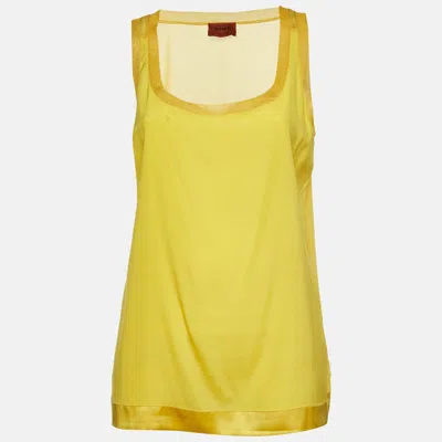 Missoni Yellow Satin & Crepe Tank Top
