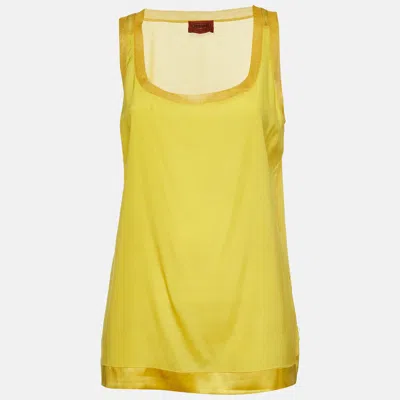 Pre-owned Missoni Yellow Satin & Crepe Tank Top M