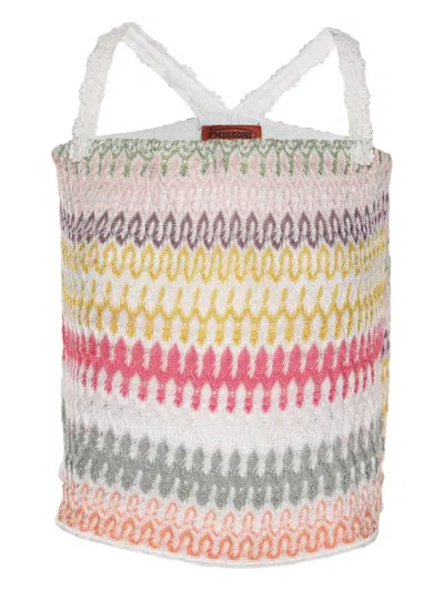 Pre-owned Missoni Zig-zag Ribbed Top In White