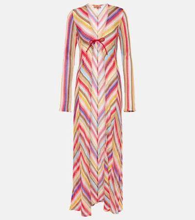 Missoni Zig Zag Beach Cover Up In Multicolor Red Stripes