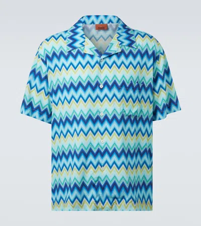 Missoni Zig Zag Bowling Shirt In Blue